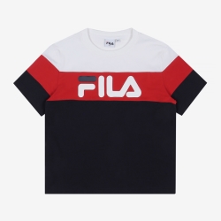 Fila Three Step Block Crop - Naisten Poolopaita - Laivastonsininen | FI-74704